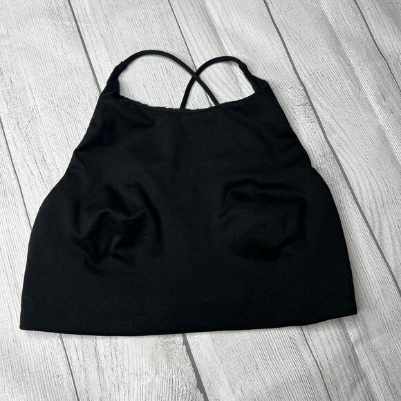 Victoria's Secret Black Open Cross Back Long Line Soft Bralette Size Medium - Picture 2 of 8